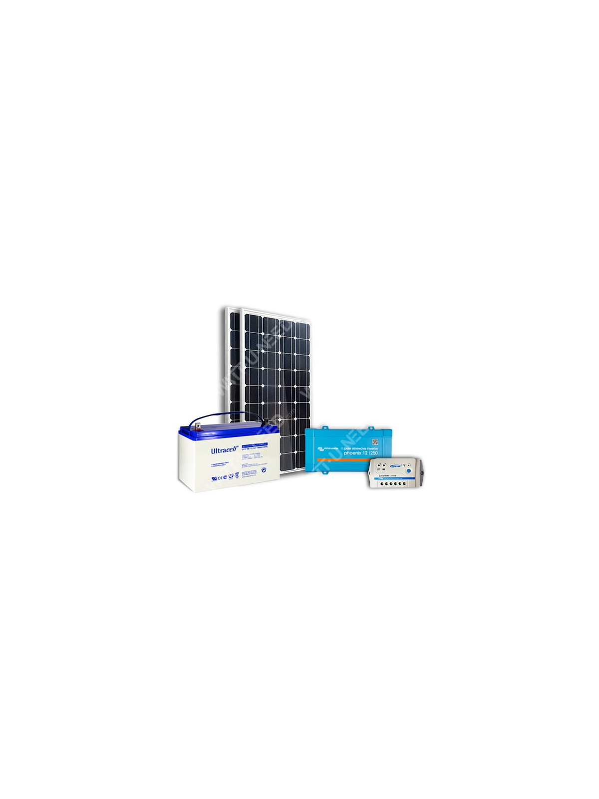 Kit solaire photovoltaïque autonome 200Wc Gel 100Ah 500VA 220-240Vac