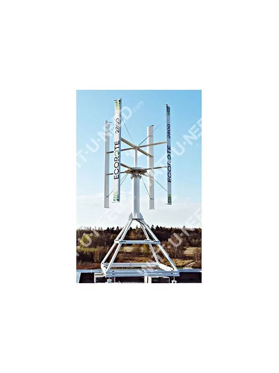 Ecorote wind mast with flat roof structure 
