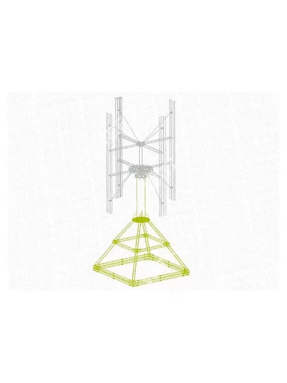 Ecorote wind mast with flat roof structure 