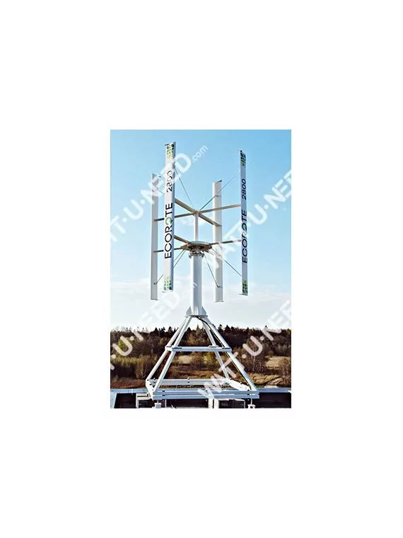 Mástil de viento ecorote con estructura plana de techo con balastos