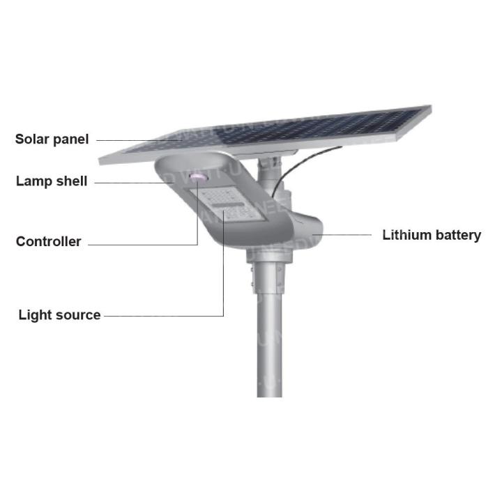 Lampadaire solaire - LED autonome 100w - panneau de 30W