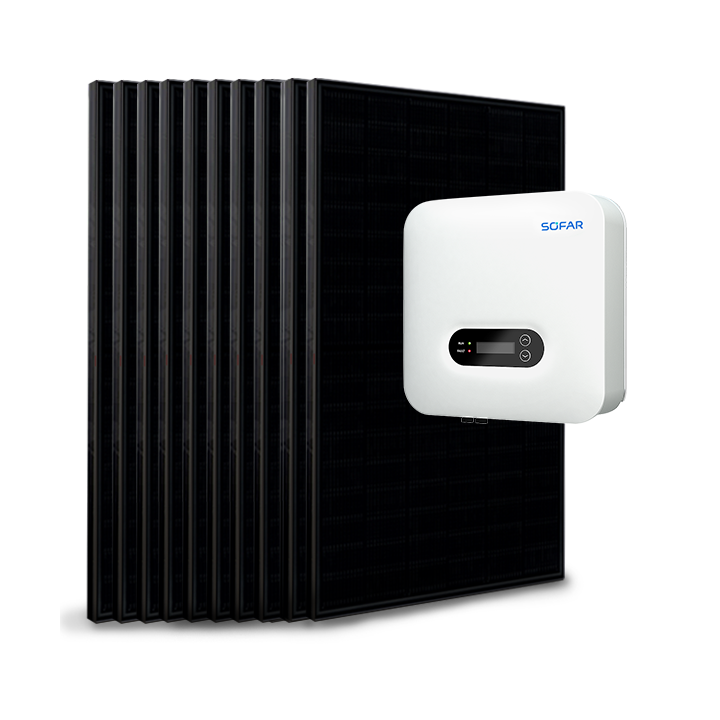 Kit 6 tot 10 panelen, zelfverbruik / herinjectie 3kVa Sofar zonder opslag
