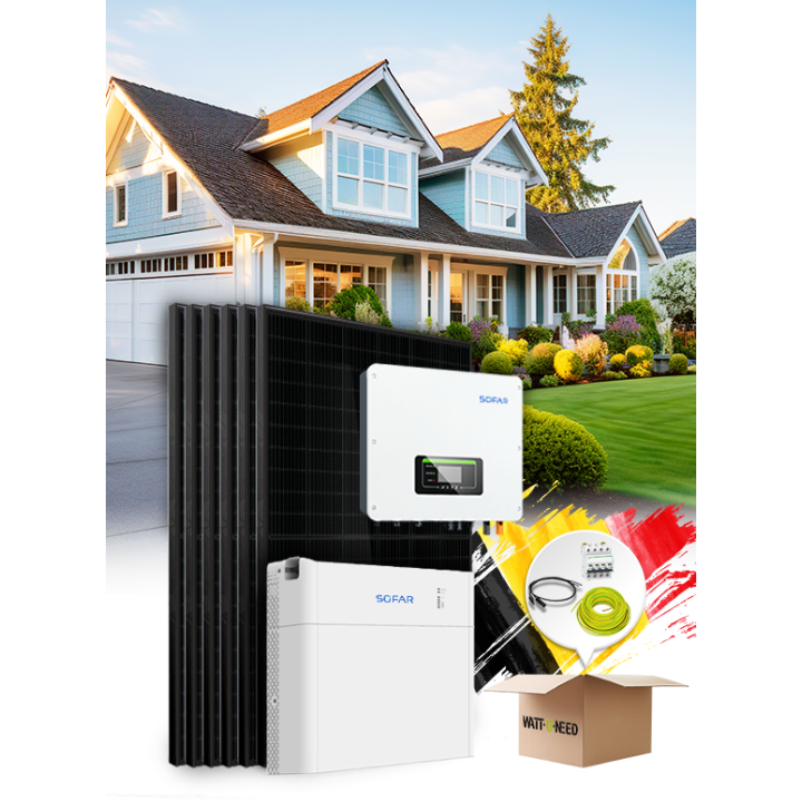 Kit autoconsommation / réinjection 18 panneaux 8 kVa avec stockage et installation en Belgique