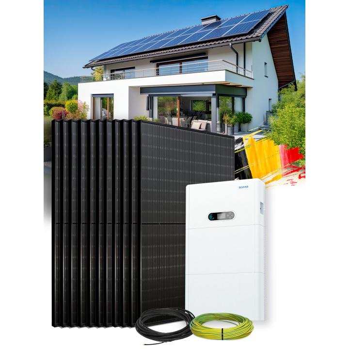 Eigenverbrauchs-/Rückspeisungs-Kit 14 Paneele 5 kVa mit Speicherung und Installation in Belgien