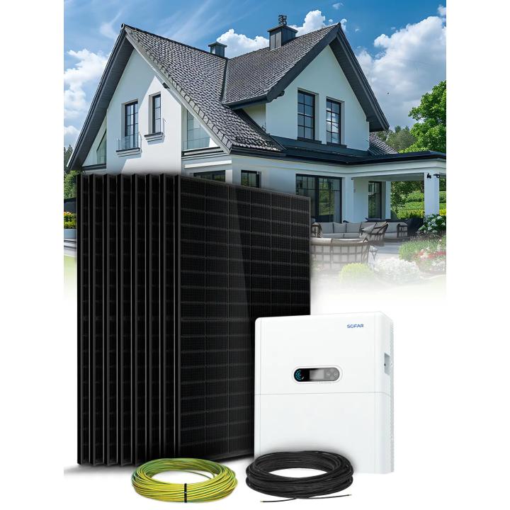 Kit van 10 Sofar hybride 3.68kVa panelen voor zelfverbruik / herinjectie met lithiumopslag