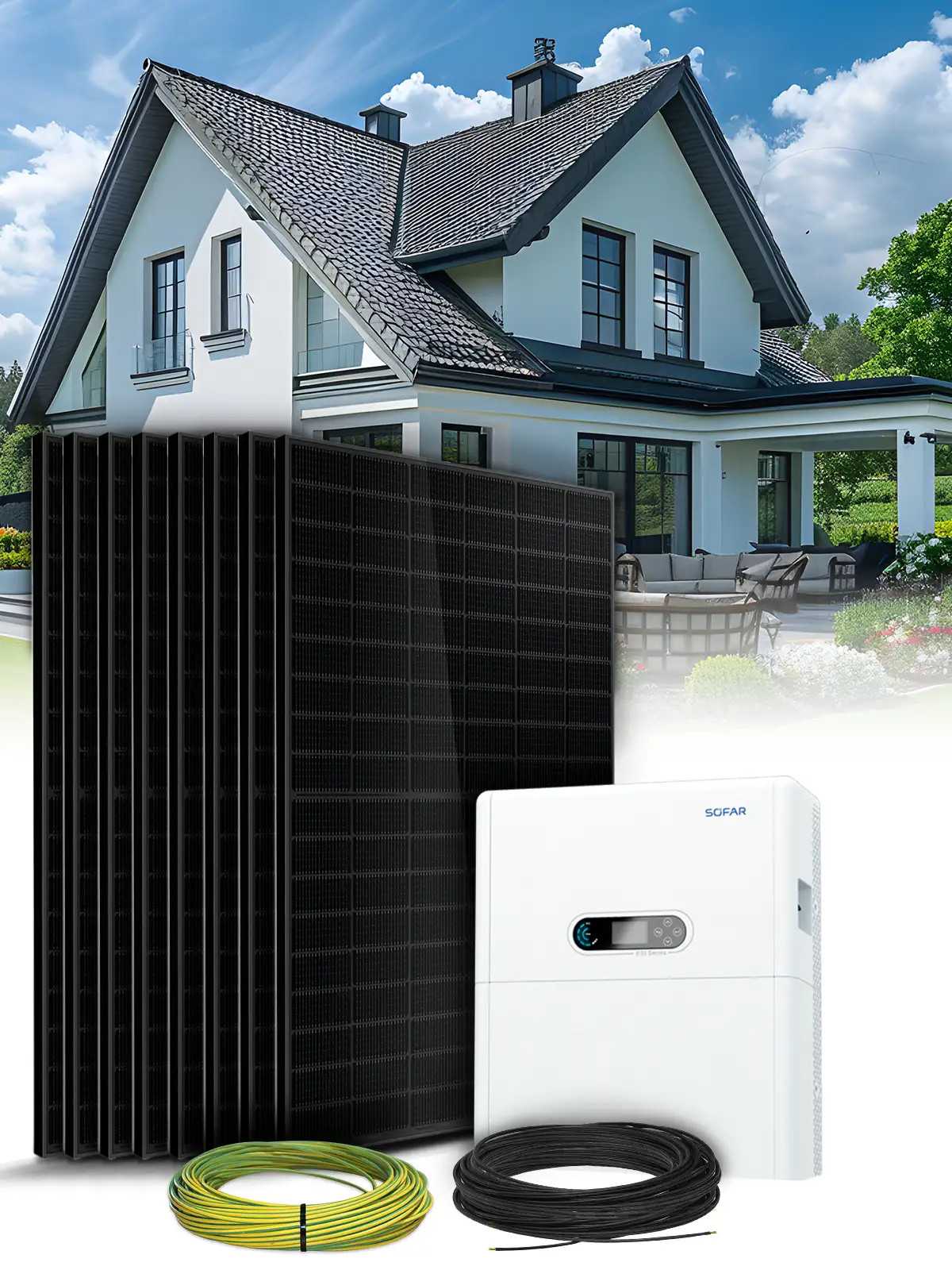 Kit of 10 Sofar hybrid 3.68kVa self-consumption/reinjection panels with lithium storage