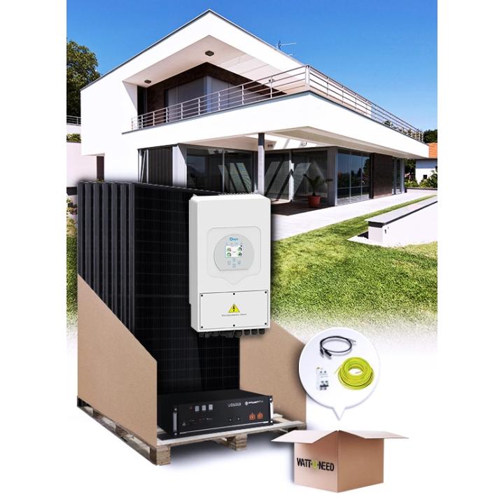 Kit de autoconsumo de 12 paneles de 5 kVA con almacenamiento de litio