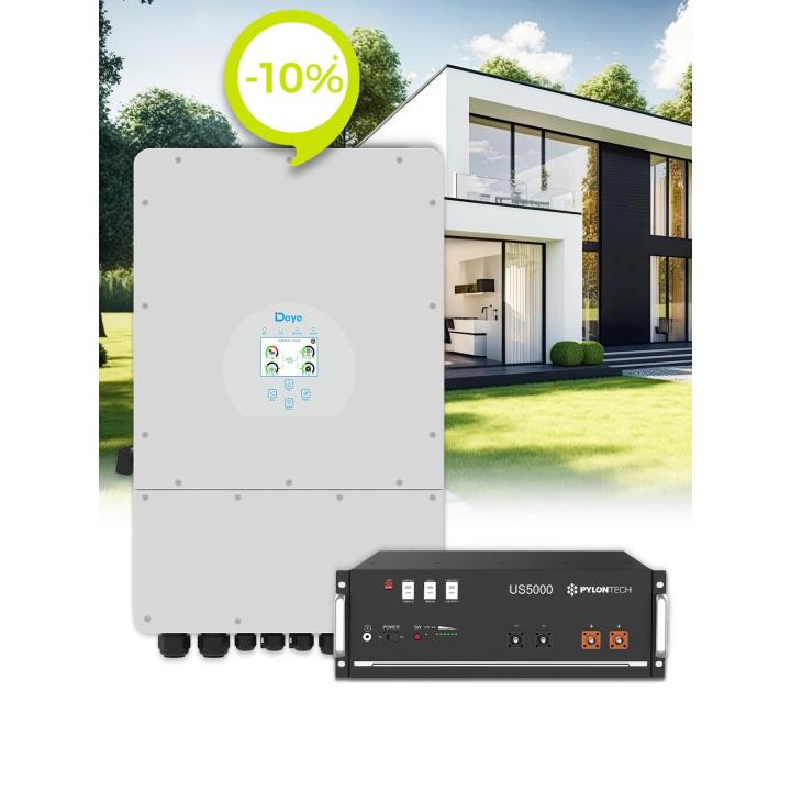 Deye 10 kVA three-phase inverter and Pylontech US5000 4.8 kWh lithium battery pack