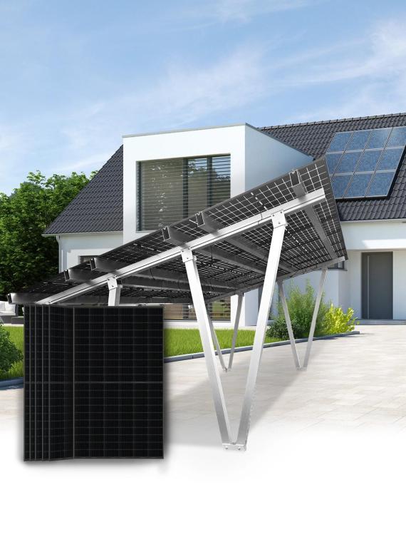 Aluminium-Photovoltaik-Carport + 15 Solarmodule 450Wp