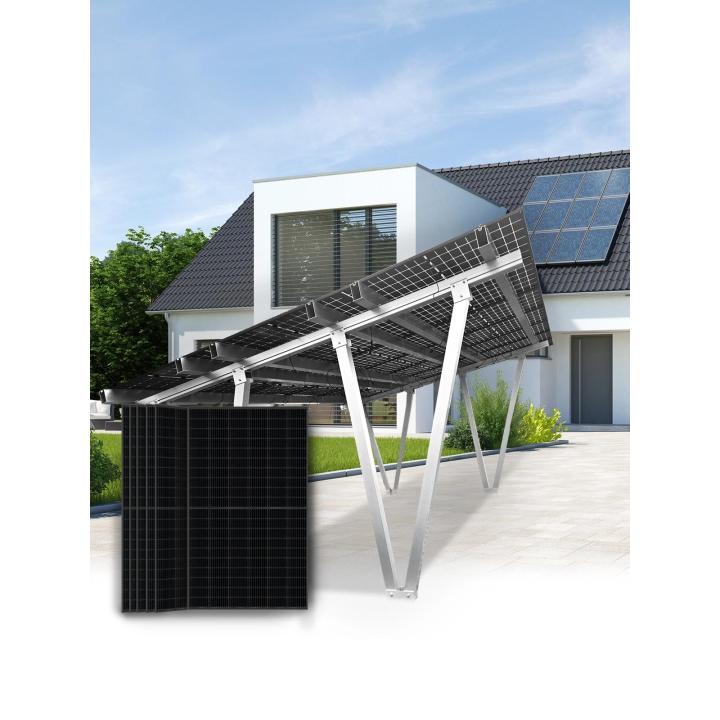 Carport fotovoltaico de aluminio + 15 paneles solares 450Wp