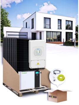 Self-consumption kit 8 panels inverter Deye 3.6 kVA with lithium battery Delong Top 5.12 kWh