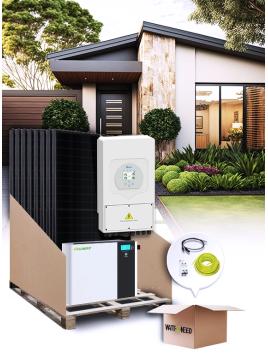 Kit de autoconsumo con inversor Deye 5 kVA de 12 paneles y batería de litio UZ Energy 5,12 kWh