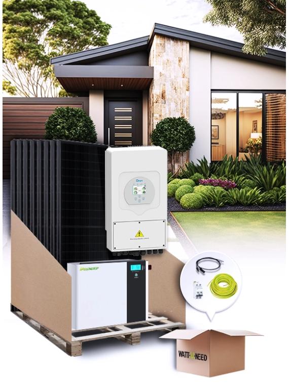 Kit de autoconsumo con inversor Deye 5 kVA de 12 paneles y batería de litio UZ Energy 5,12 kWh