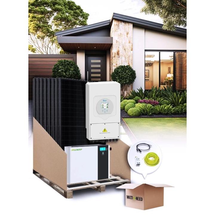 12-pans Deye 5 kVA omvormer zelfverbruikset met UZ Energy 5,12 kWh lithium accu