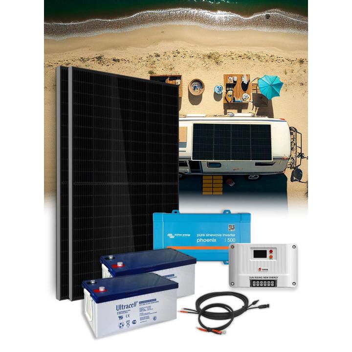 Kit 1 panel 500VA with wind turbine and storage