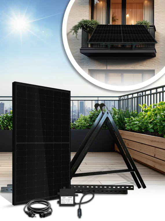 450W Plug & Play Balkon-Solarset - Leapton Panel + Solenso Mikro-Wechselrichter