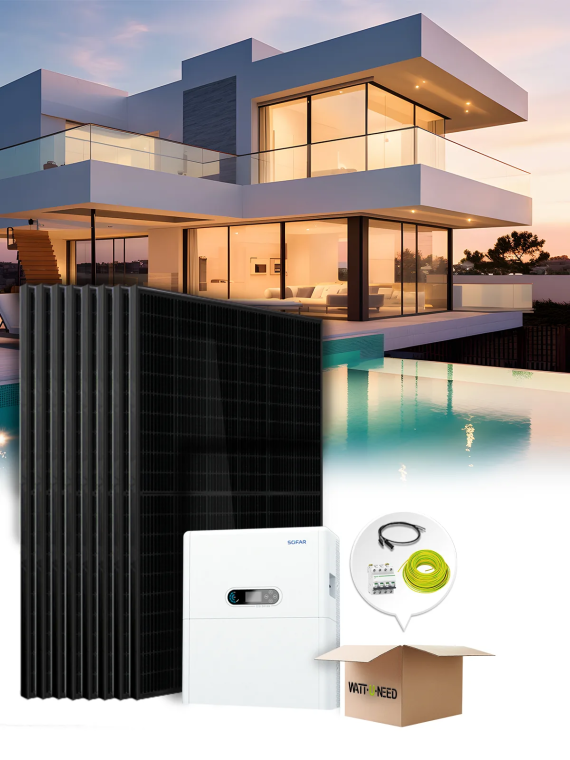 Verbruikskit 18 panelen 8 kVa driefasig met opslag