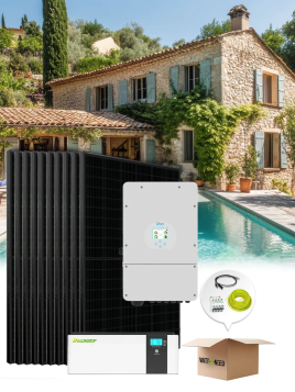 Kit solaire autoconsommation & réinjection 30 panneaux 450 W + stockage lithium 15 kWh – 10 kVA triphasé