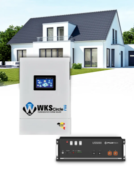 WKS EVO Circle Pro 6,5 kVA eenfasige omvormer en Pylontech US5000 4,8 kWh lithiumbatterij