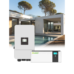 Inversor trifásico Deye de 8 kVA y batería de litio Delong de 15 kWh