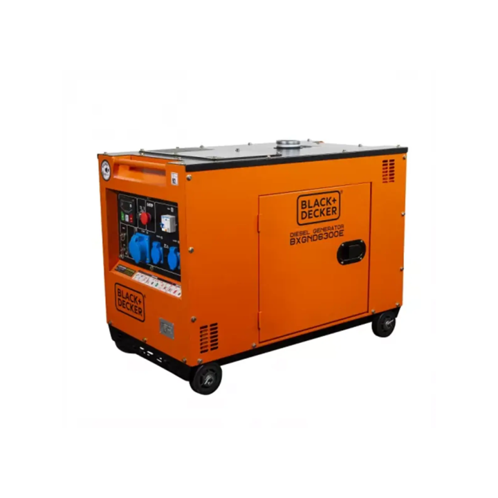 Black+Decker Diesel Generator 6,3kVA Full Power 230V Soundproof BXGND6300E