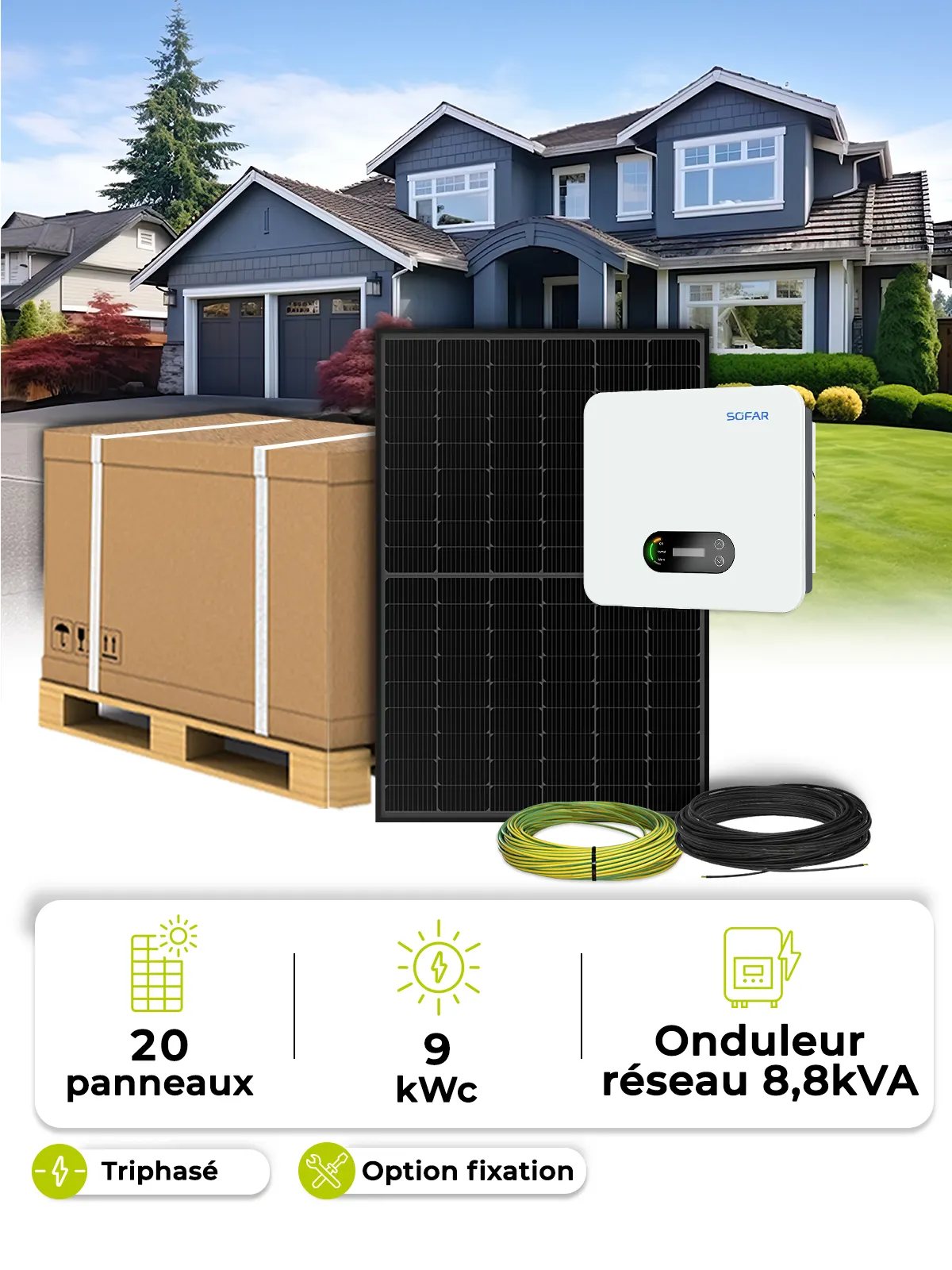 Kit 20 panels self-consumption / reinjection 8800W without storage