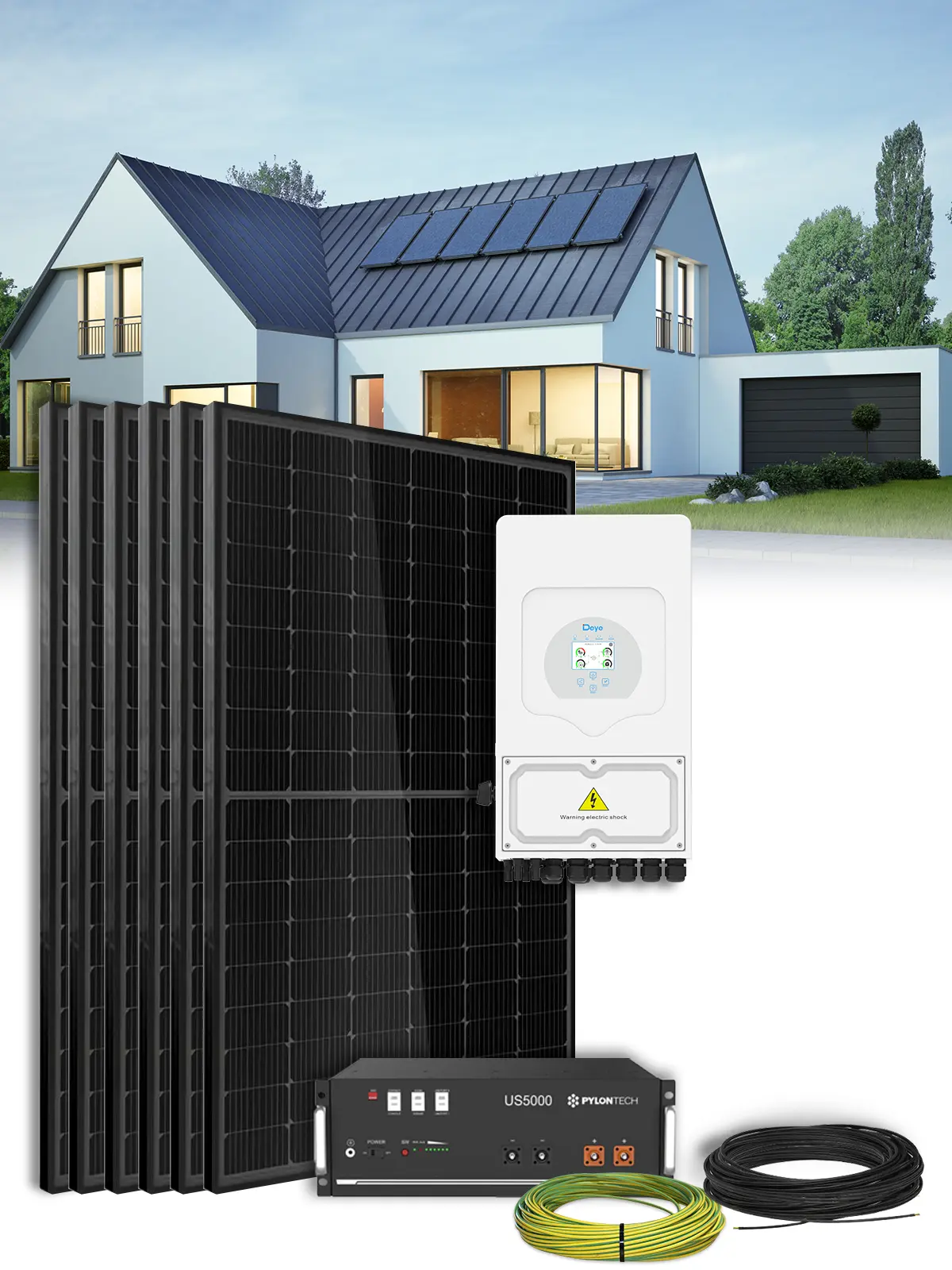 Zonnestroomset Eigen Verbruik 3 kWp Enkelfasig 3,6kW + 4,8kWh Batterij