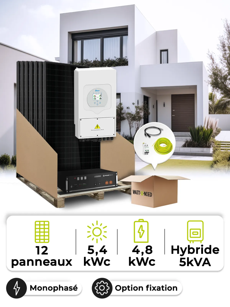 Zonne-energieset 5,4 kWp Mono 5 kW + batterij 4,8 kWh