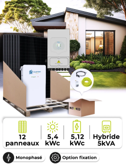 Zonnepaneel Kit Zelfverbruik 5,4 kWp – Mono 5 kW – Batterij 5,12 kWh