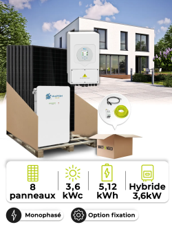 Zonnepaneel Kit Zelfverbruik 3,6 kWp – Mono 3,6 kW – Batterij 5,12 kWh