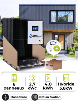 Kit Solaire Autoconsommation 2,7 kWc – Mono 6,5 kW – Batterie 4,80 kWh