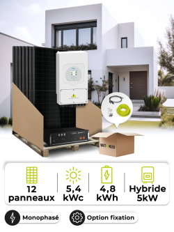 Solar-Kit für Eigenverbrauch 5,4 kWp – Mono 5 kW – Batterie 4,80 kWh
