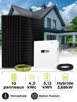 Kit Solar Autoconsumo 4,5 kWp – Mono 3,7 kW – Batería 5,12 kWh