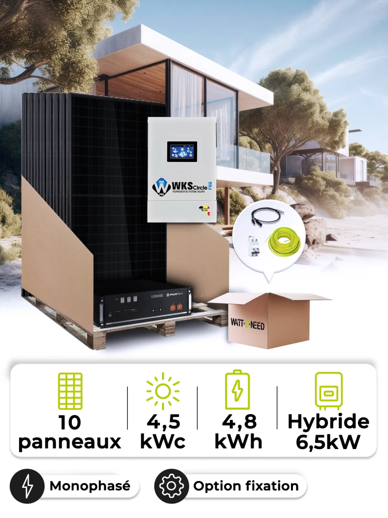 Solar-Kit für abgelegene Standorte 4,5 kWp Mono 6,5 kW + Batterie 4,8 kWh