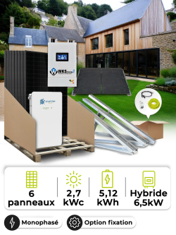 2.7 kWp Self-Consumption Solar Kit – Mono 6.5 kW – 5.12 kWh Battery