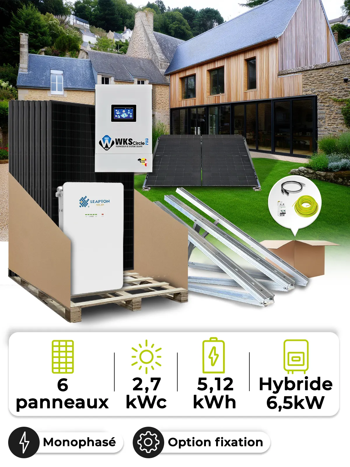 2.7kWp Mono 6.5kW Solar Kit + 5.12kWh Battery