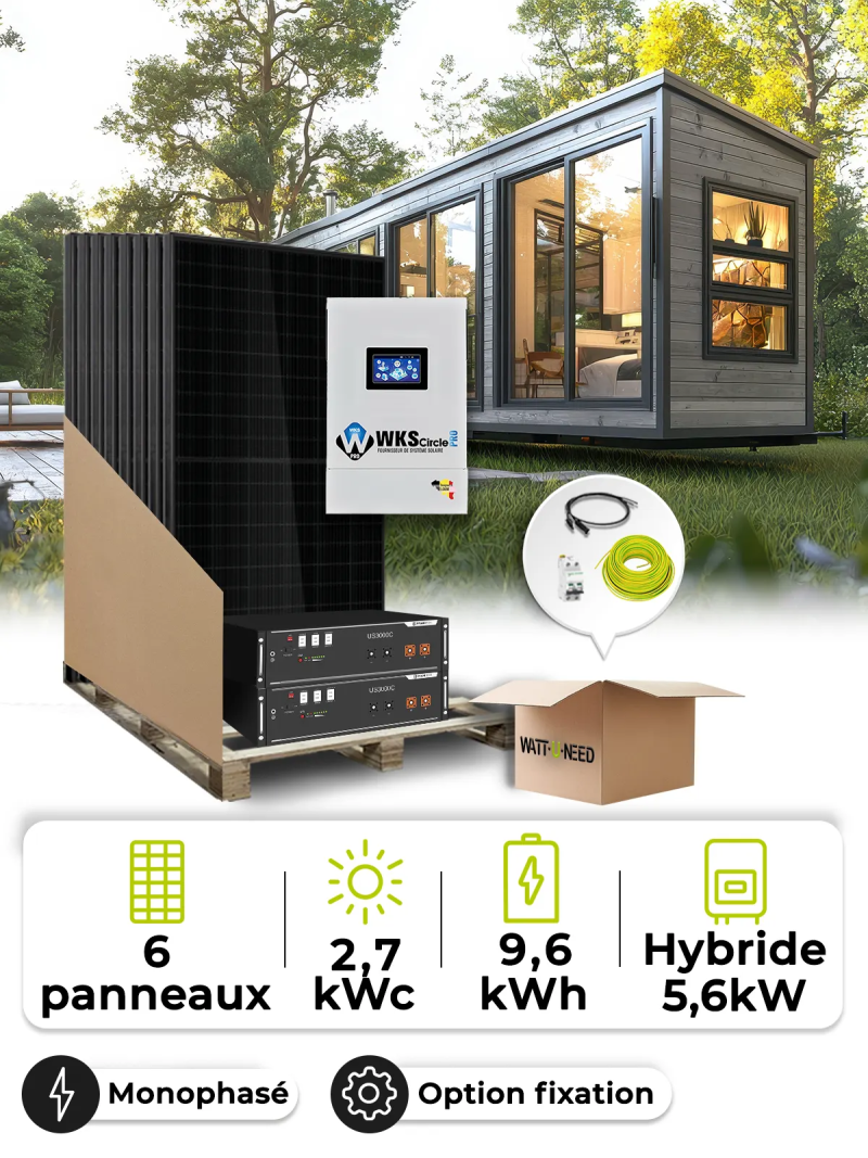 Kit Solaire Tiny House 2,7kWc Mono 6,5kW + Batterie 4,8kWh