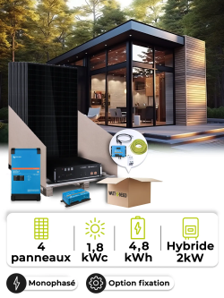 Kit solar de autoconsumo 1,8 kWp – Mono 2 kW – Batería 4,80 kWh – Victron