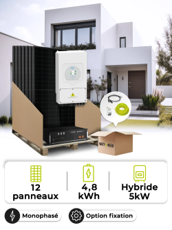 Kit solar de autoconsumo 5,4 kWp – Mono 5 kW – Batería 4,80 kWh