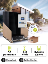 Kit Solaire Site Isolé 4,5 kWc – Mono 6,5kW – Batterie 4,80 kWh
