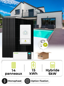 Zonne-energieset 6,3 kWp Mono 6 kW + batterij 15 kWh
