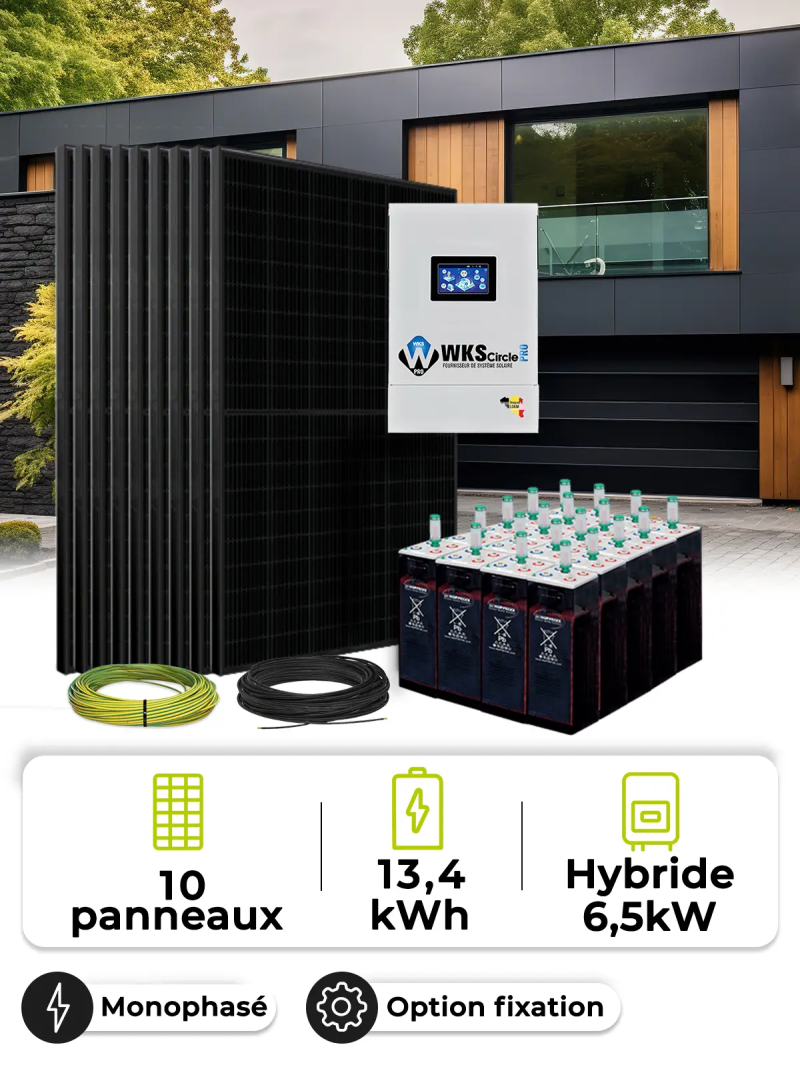 Zonnepaneel Kit Zelfverbruik 4,5 kWp – Mono 5 kW – OPzS Batterij