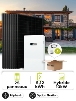Zonne-energieset voor eigen gebruik 11,3 kWp – Omvormer 9,9 kW – Accu 5,12 kWh