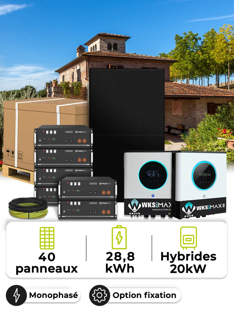 Kit Solaire Site Isolé 18,0 kWc – Mono 20 kW – Batterie 4,80 kWh
