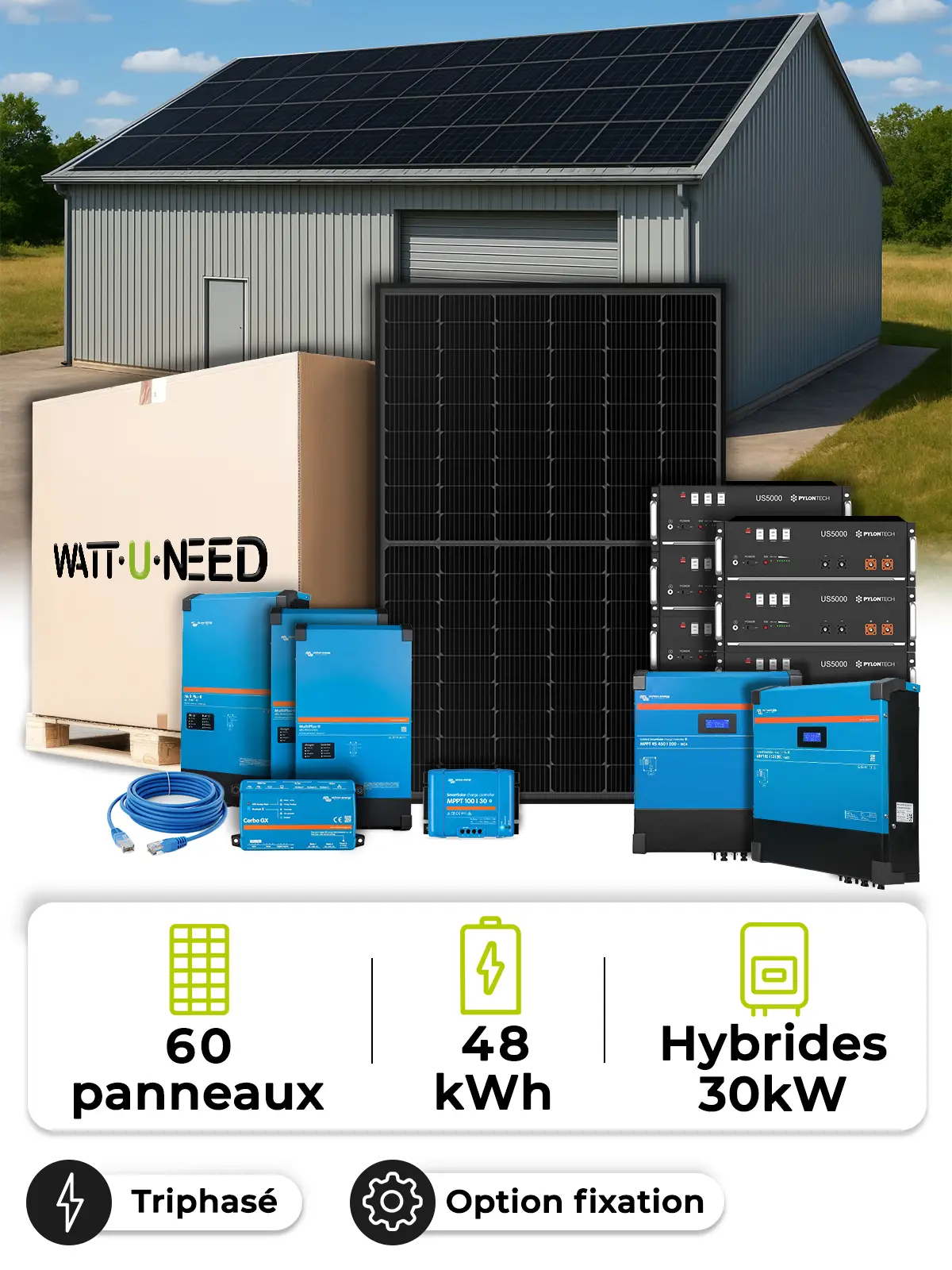 Kit Solaire Site Isolé 27,0 kWc – Mono 30 kW – Batterie 4,80 kWh – Victron