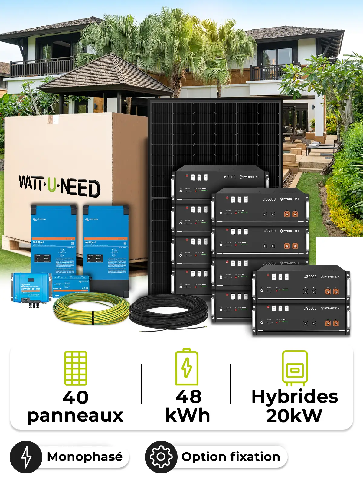 Solar-Kit Inselanlage 18,0 kWp – Mono 20 kW – Batterie 4,80 kWh – Victron