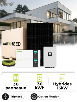 Kit solar para autoconsumo – Clasificación 15 kW – Batería 30 kWh