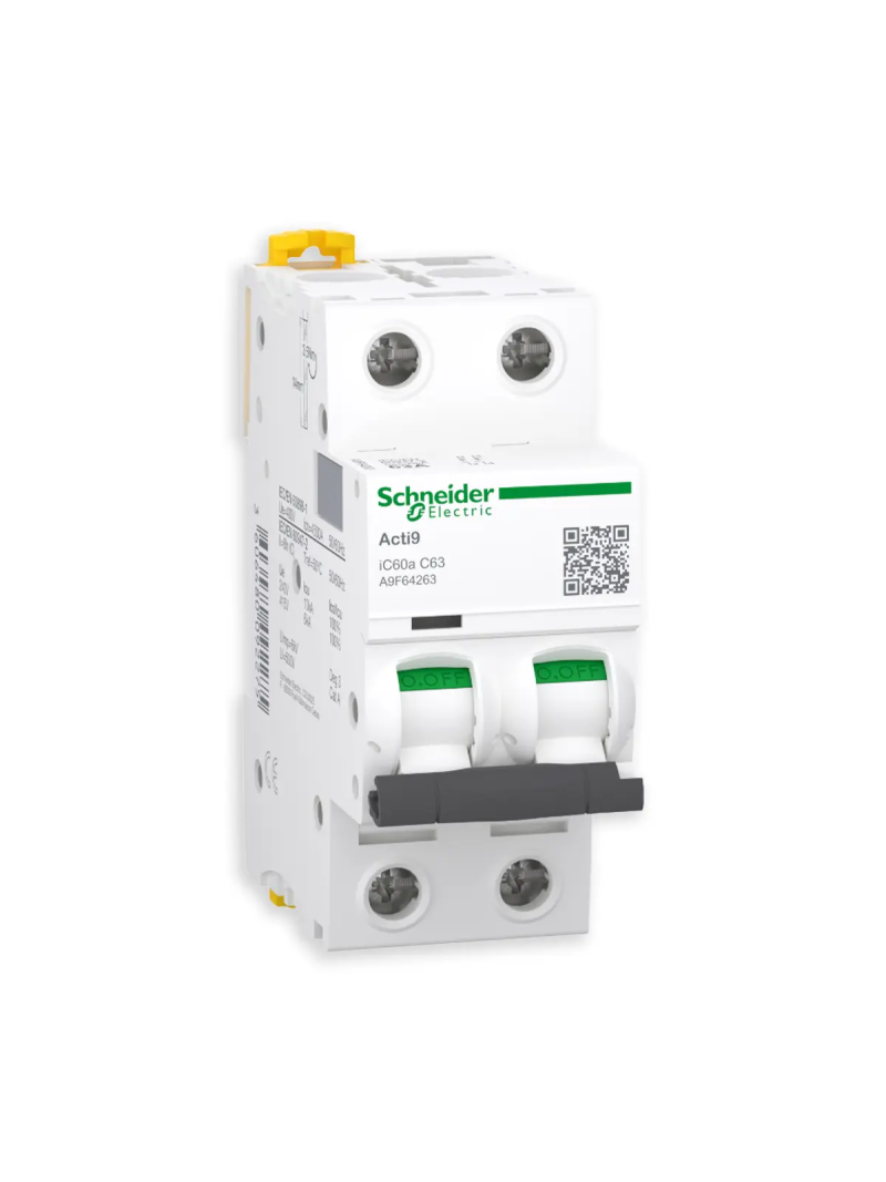 Schneider-stroomonderbreker 3KA – 2P – 63A – Curve C – 230 / 400V – Ref. A9F64263