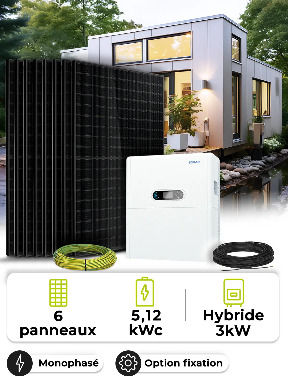 2.7 kWp Self-Consumption Solar Kit – Mono 3 kW – 5.12 kWh Battery