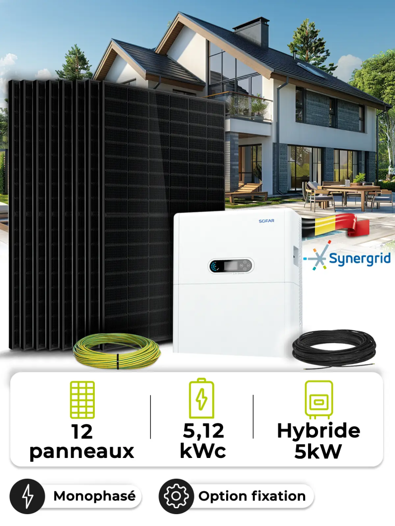 5.4 kWp Self-Consumption Solar Kit – Mono 5 kW – 5.12 kWh Battery